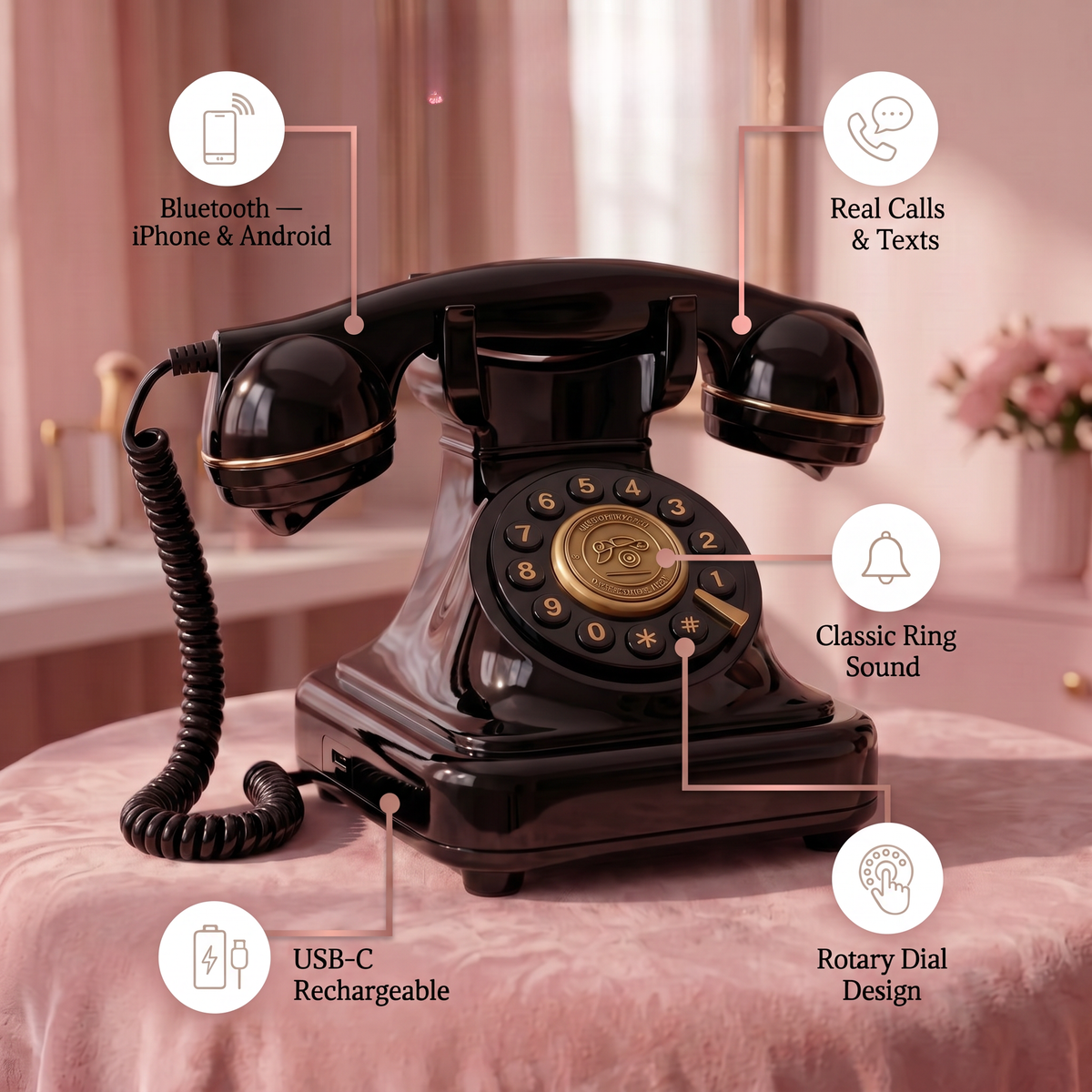 Retro BlueTooth Rotary Phone